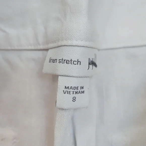 J. Jill White Linen Wide-Leg Pants with Button Detail- Side Zipper and Button - Picture 3 of 5
